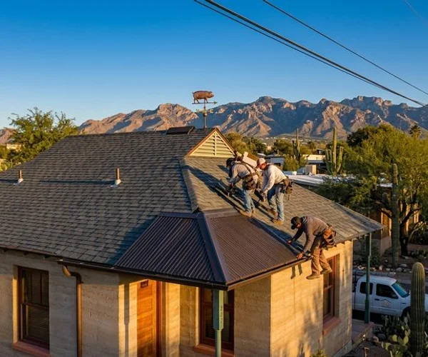Professional roofing team working in Vail