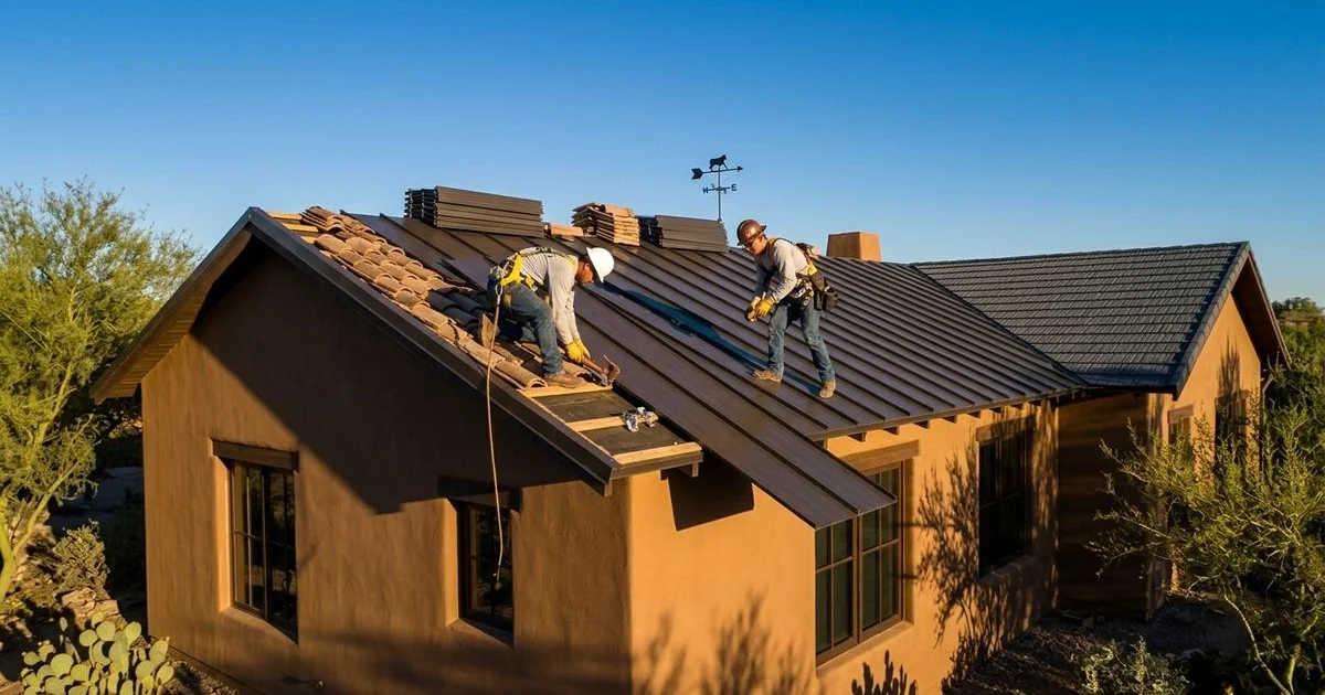 Modern metal roof on a beautiful Arizona home dispelling common myths